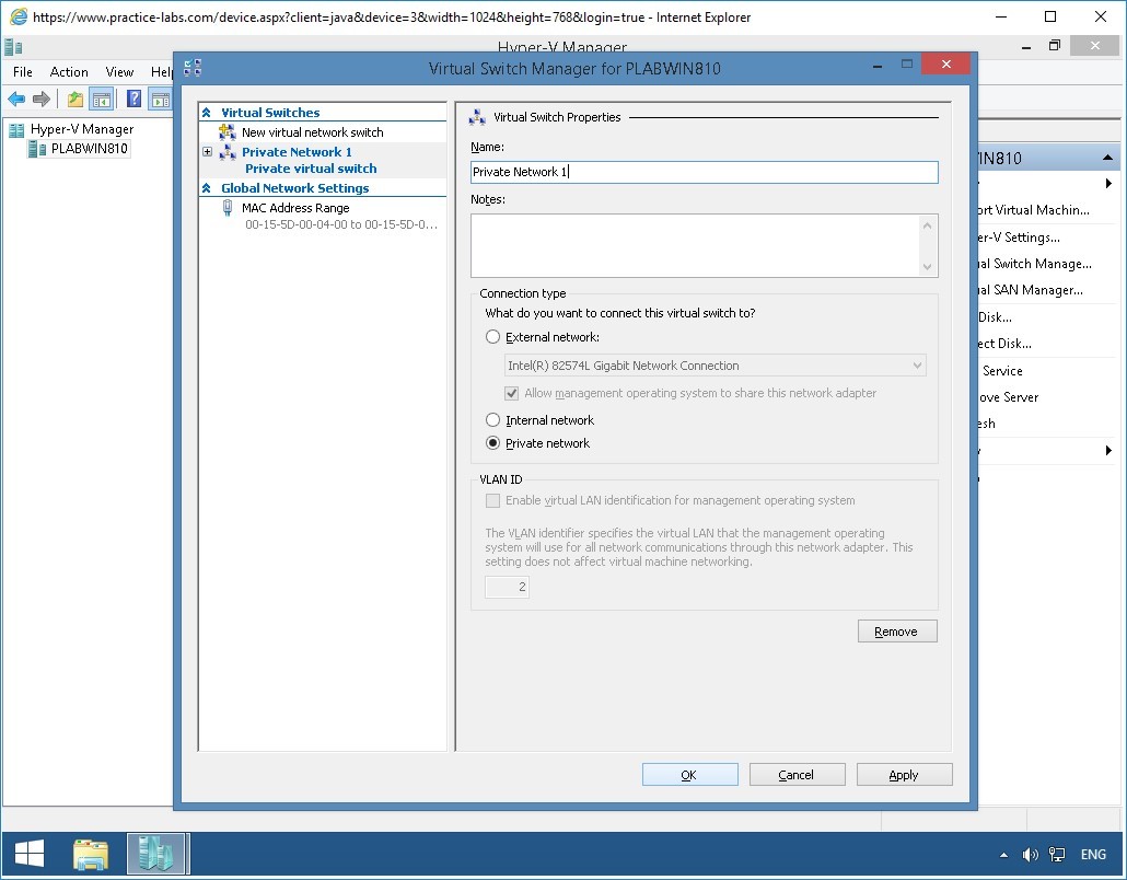 Practice Labs screenshot.